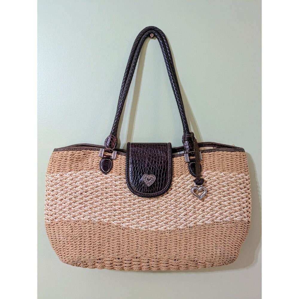 BRIGHTON Savannah Straw Tote Bag leather straps boho summer vacation
